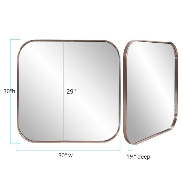 Brown Copenhagen Square Brass Mirror For Sale - Image 8 of 9
