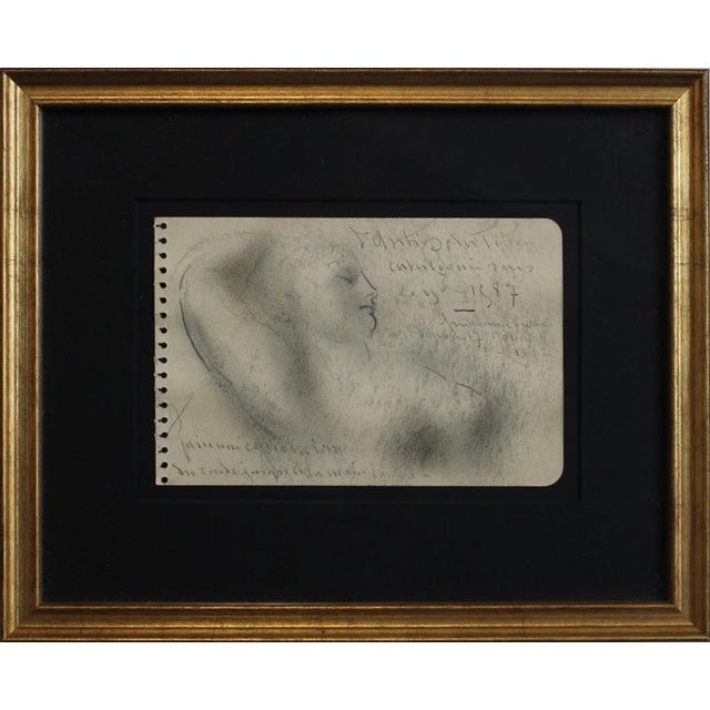 Gray Guillaume Dulac, Portrait of Reclining Woman, 1920s, Pencil on Sketchbook Paper, Framed For Sale - Image 8 of 8