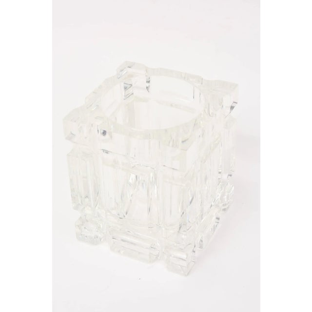 Vintage Lucite Vessel or Box With Signed Foiled Enameled Cloisonne Top For Sale - Image 9 of 11