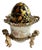 Lovely Vintage Egg w/Painted Enamel Birds In Porcelain Dish & Brass Cherub Stand For Sale