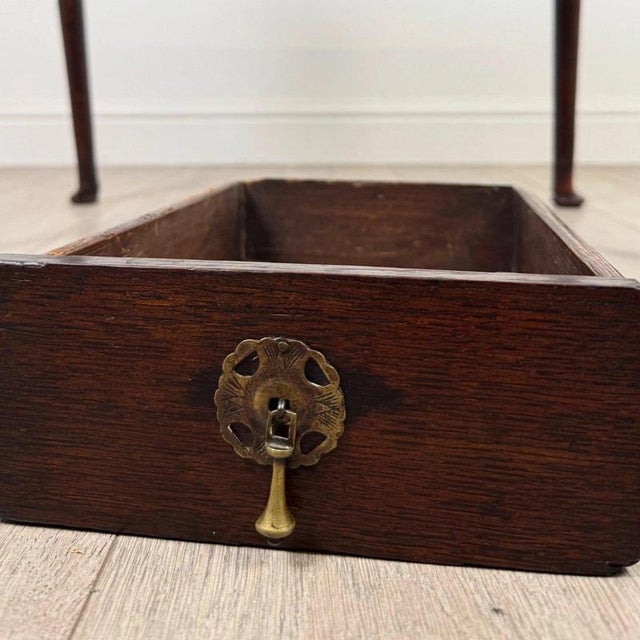 Antique English Oak Side Table with Three Drawers For Sale - Image 11 of 12