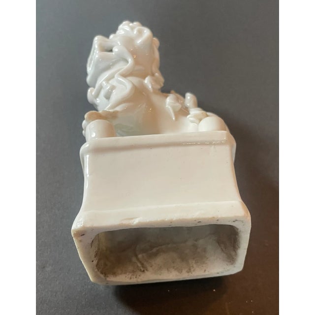 Chinoiserie Early 20th Century Vintage Blanc De Chine Fu Dog For Sale - Image 3 of 7