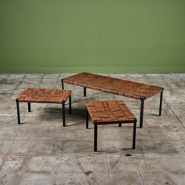 Small Woven Leather Bench by Swift and Monell For Sale - Image 11 of 18