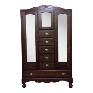 Early 20th Century Art Deco Armoire Wardrobe Chifferobe For Sale