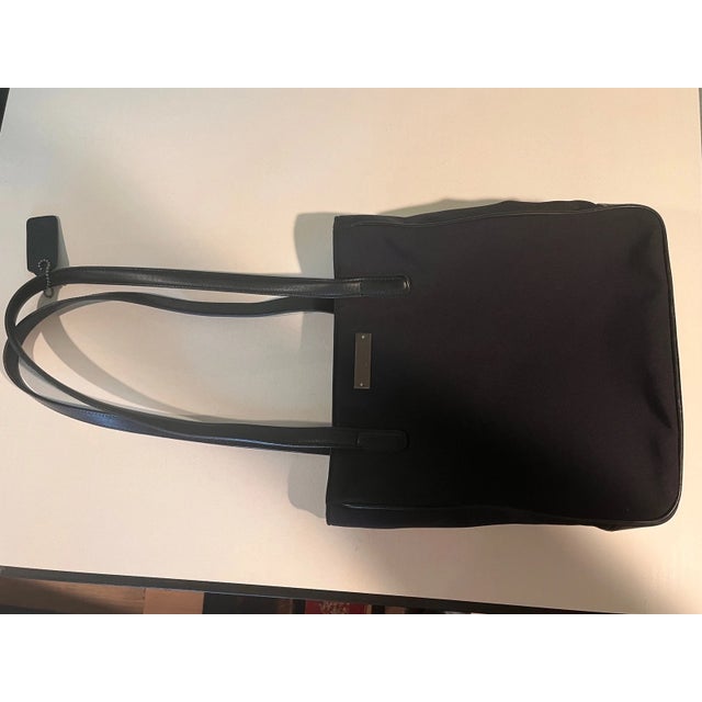 Vintage Coach Black Nylon & Leather Tote Bag Shoulder Purse Creed Tag N6C-6204 For Sale - Image 4 of 6