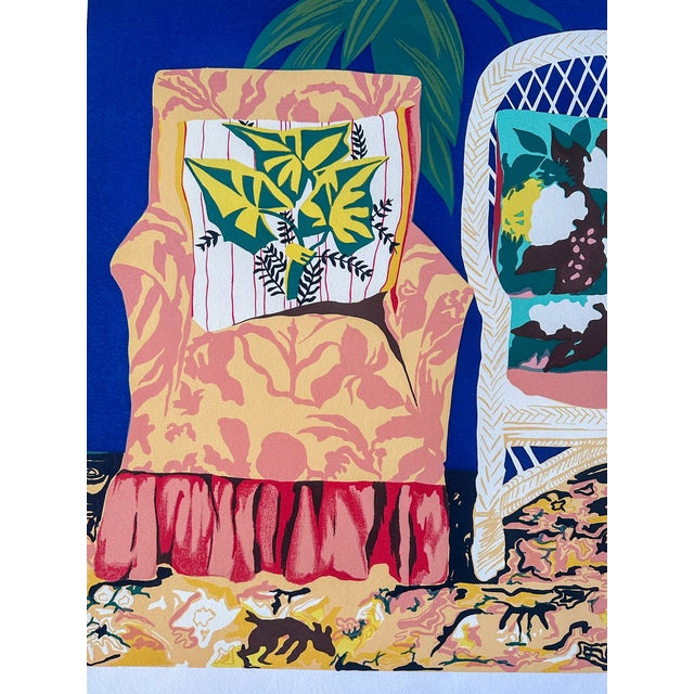 Paper 1980s Original Signed Hunt Slonem Serigraph Chair Duet, 48/175 For Sale - Image 7 of 11