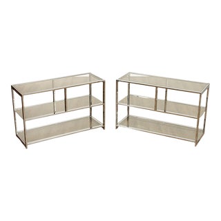 Vintage Post Modern Chrome & Glass Etageres - A Pair For Sale