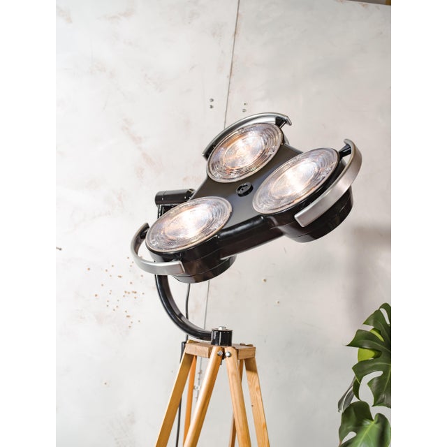 Black Hospital 3-Way Floor Lamp on Wooden Tripod, 2000s For Sale - Image 17 of 18