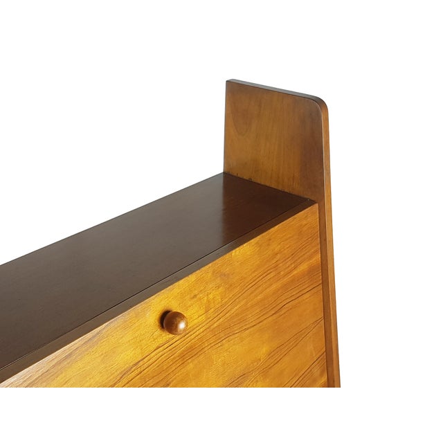 Mid-Century Modern Wooden Drop Off Wall Secretary attributed to Marcel Gascoin, 1950s For Sale - Image 9 of 18