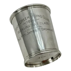 1936 Rock Creek Riding Club Louisville Kentucky Sterling Silver Mint Julep Suckling Colt Horse Trophy Cup