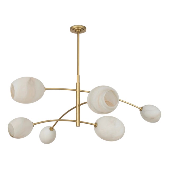 Regina Andrew Artemis Mobile Chandelier, Natural Brass with Alabaster Glass For Sale