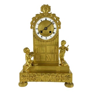Antique Gilded Bronze Table Clock, 1800s For Sale