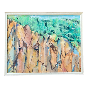Island Cliff Watercolor Painting by Sandra Wright