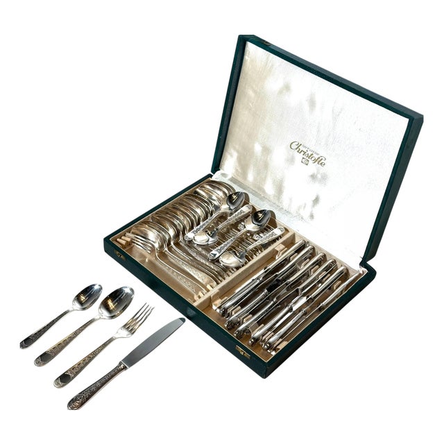 Silver-Plated Villeroy Cutlery Service from Christofle, Set of 12 For Sale