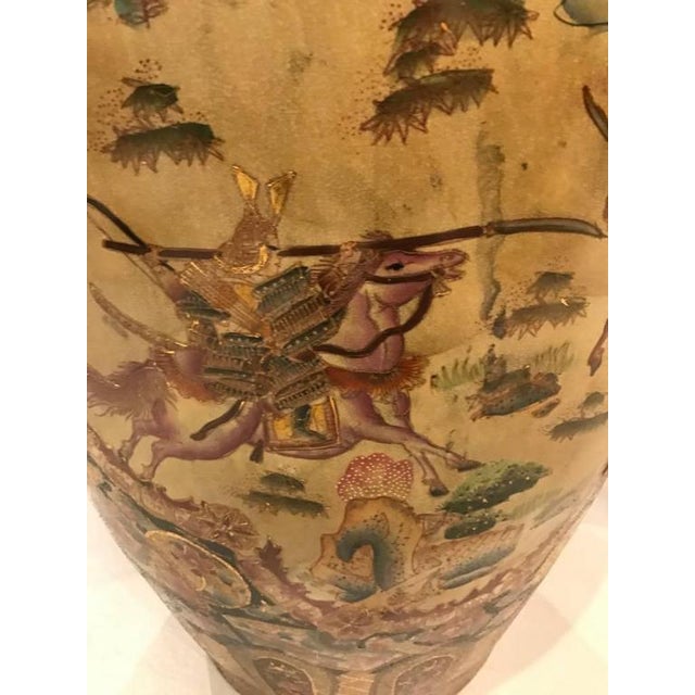 Japanese Palace Floor Vase With Samurai Warriors Motif For Sale - Image 9 of 11