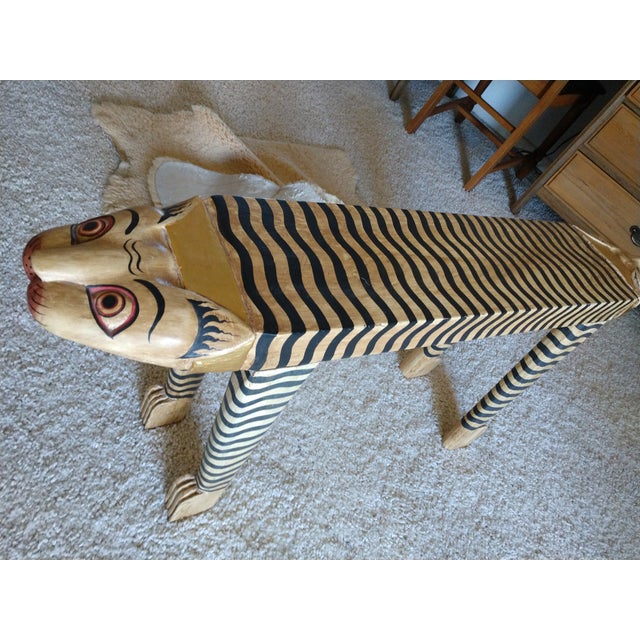 Indonesian Hand Carved Wooden Cat Table Chairish