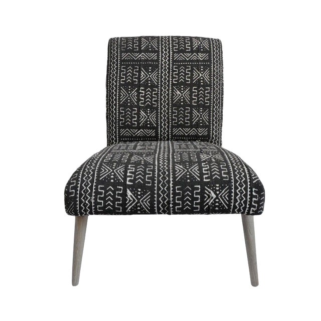 Tribal Mudcloth Black & White Side Chair For Sale