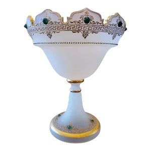 Antique Baccarat Style Emerald Jeweled French Opaline Centerpiece