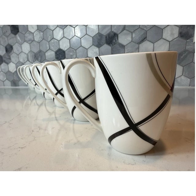 1990s Lenox Vibe Gray & Black Swirl Pattern Coffee Mugs -Set of 6 For Sale In Phoenix - Image 6 of 6