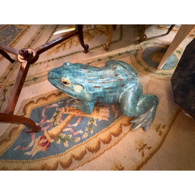 Monumental French Glazed Terracotta Frog Sculpture For Sale - Image 4 of 10