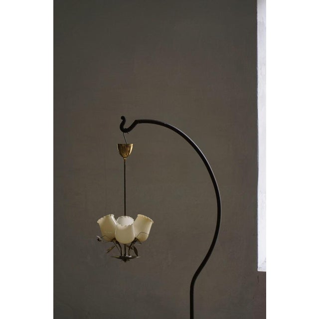 Mid-Century Glass & Brass Chandelier Model 501-3 attributed to Stockmann, Finland, 1940s For Sale - Image 4 of 18