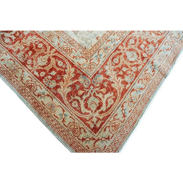 Light Ivory Field Rustic Floral Pattern Antique 19th Century Persian Tabriz Rug For Sale - Image 11 of 12