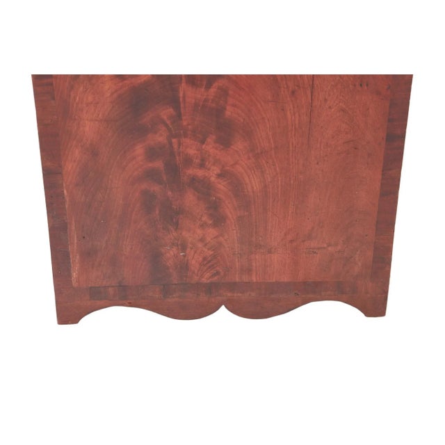 Antique George III mahogany eight day painted face grandfather clock having a swan neck pediment with a glazed arch door...