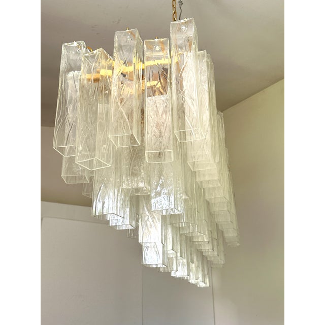 Luxury Italian Rectangular "Square ” Murano Glass Gold Chandelier by Simoeng For Sale - Image 6 of 8