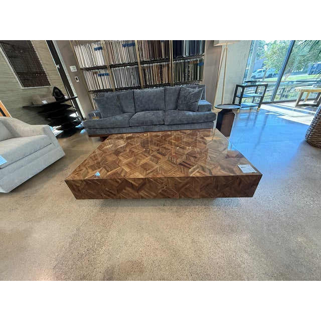 Brown Made Goods Lesandro Coffee Table 40" X 60" Banana Bark With Gold Raffia Base For Sale - Image 8 of 11