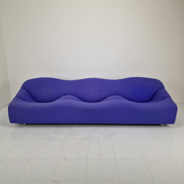 An exceptionally rare first-edition abcd three-seat sofa (model f260), designed by pierre paulin for artifort in 1968....