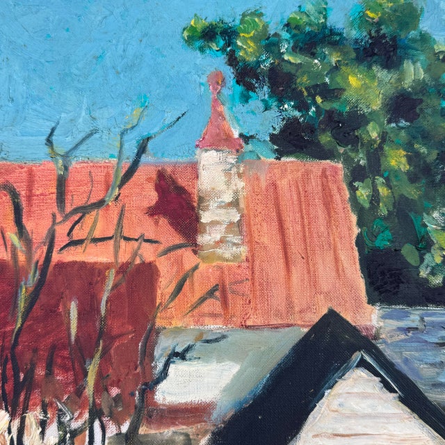 1930s Early 20th-Century Modernist House Oil Painting, Portrait Study Verso For Sale - Image 5 of 12