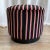 2000 - 2009 Modern Pink and Yellow Striped Black Velvet Pouf, 2000s For Sale - Image 5 of 13
