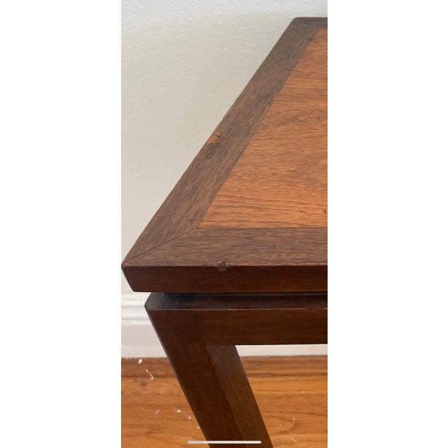 Wood 1960s Edward Wormley for Dunbar Walnut Mahogany Side Table with Solid Brass Stretchers For Sale - Image 7 of 10