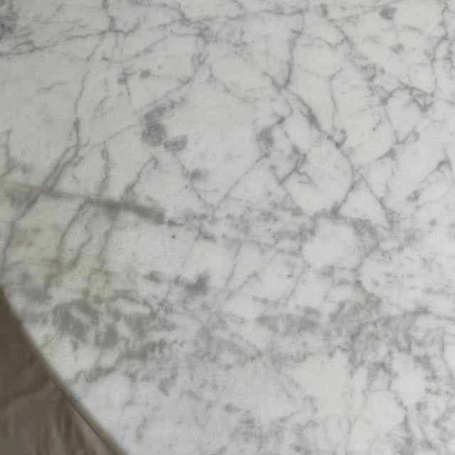 Silver Vintage Silver Finish Cast Iron Garden Bistro Table With Marble Top For Sale - Image 8 of 12