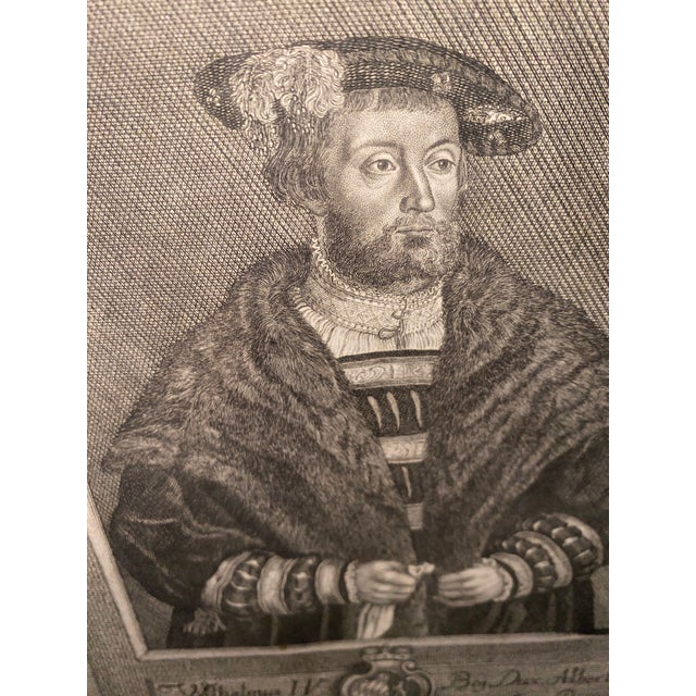 Portraiture 16th Century Engraving Reproduction of Wilhelm IV, Duke of Bavaria, by J. A. Zimmermann For Sale - Image 3 of 9