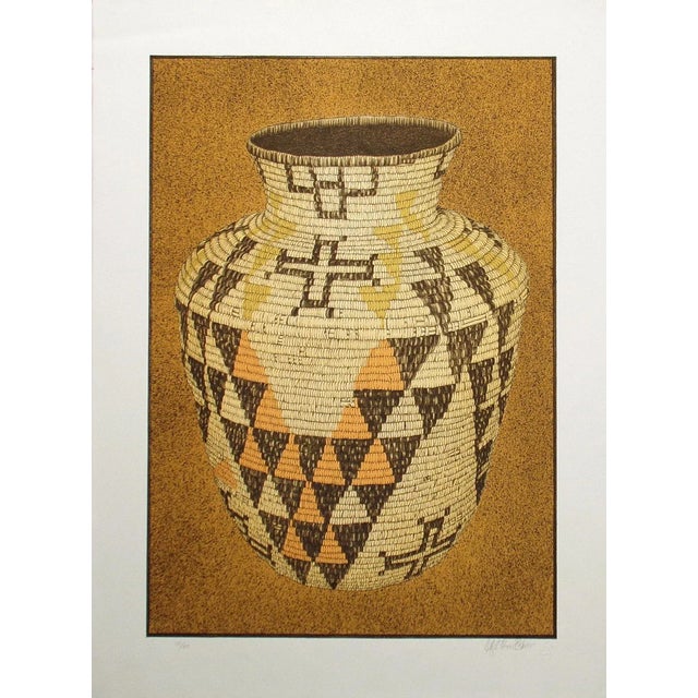 1980s "Apache Basket" Still Life Numbered Lithograph by Lynn Elton Baker For Sale