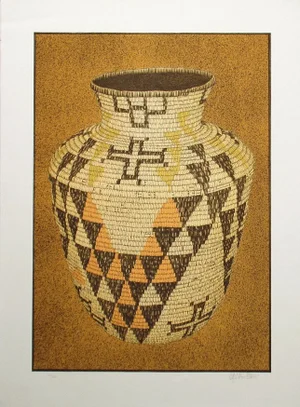 1980s "Apache Basket" Still Life Numbered Lithograph by Lynn Elton Baker