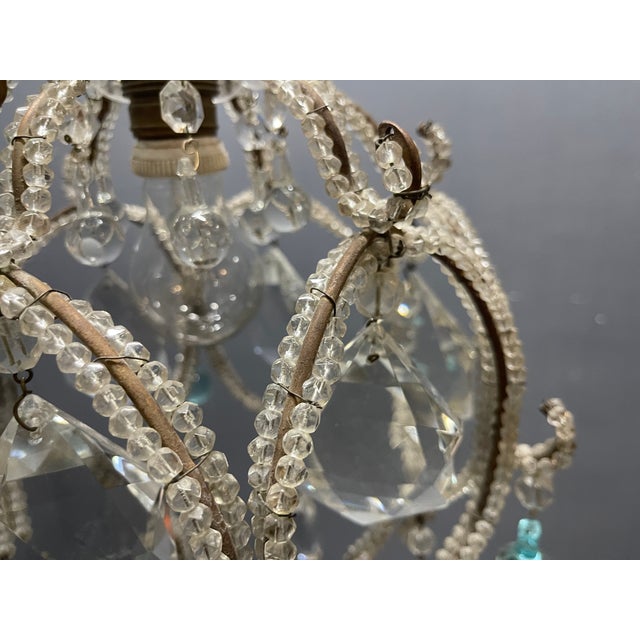 Glass Crystal Beaded Light Pendant with Light Blue Murano Glass Tear Drops, 1960s For Sale - Image 7 of 13