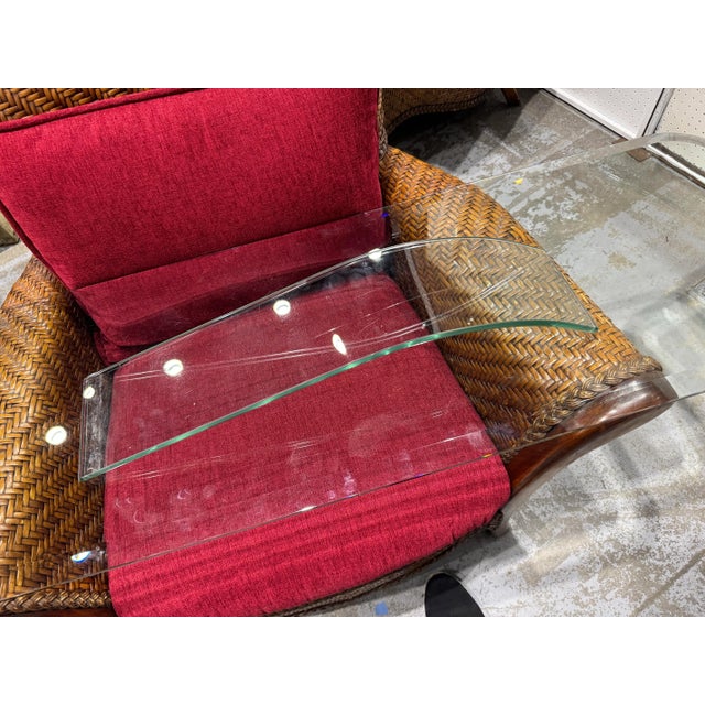 Glass (Two Available) Vintage Modern Modernage Bent Glass 6 Piece Console Table For Sale - Image 7 of 10