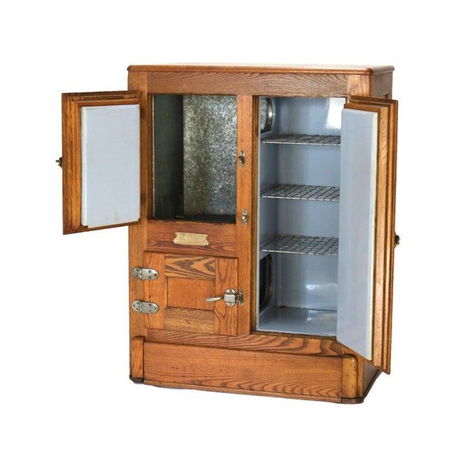 Arts & Crafts Antique Grand Rapids Refrigerator Co. Oak Three-Door Leonard Icebox Circa 1920 For Sale - Image 3 of 14