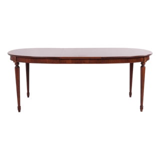 Gustavian Style Oval Mahogany Dining Table with 3 Extension Leaves, 1940s For Sale