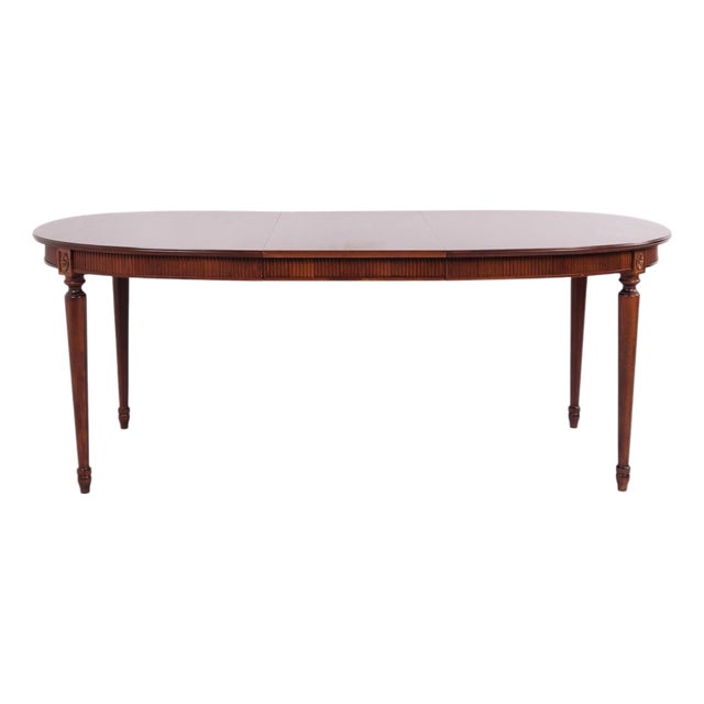 Gustavian Style Oval Mahogany Dining Table with 3 Extension Leaves, 1940s For Sale