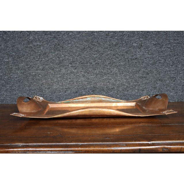 Art Nouveau Copper Serving Tray With Integrated Handles For Sale - Image 9 of 12