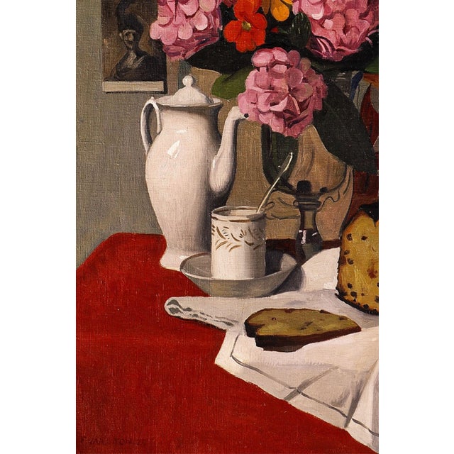Paper 1925 Vintage Coffee Painting Art Print, Floral Still Life by Félix Vallotton - 36" X 48" For Sale - Image 7 of 9