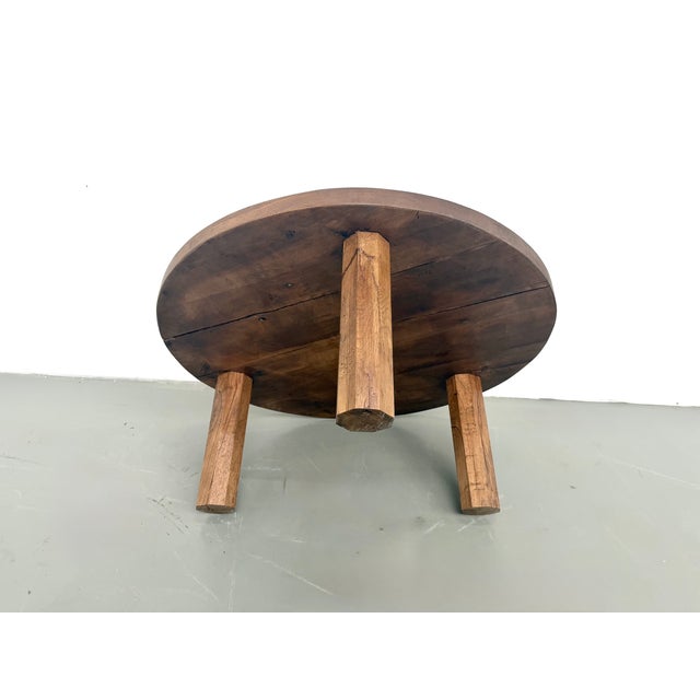 Modern Round Coffee Table in Oak with Octagonal Legs, France, 1950s For Sale - Image 3 of 18