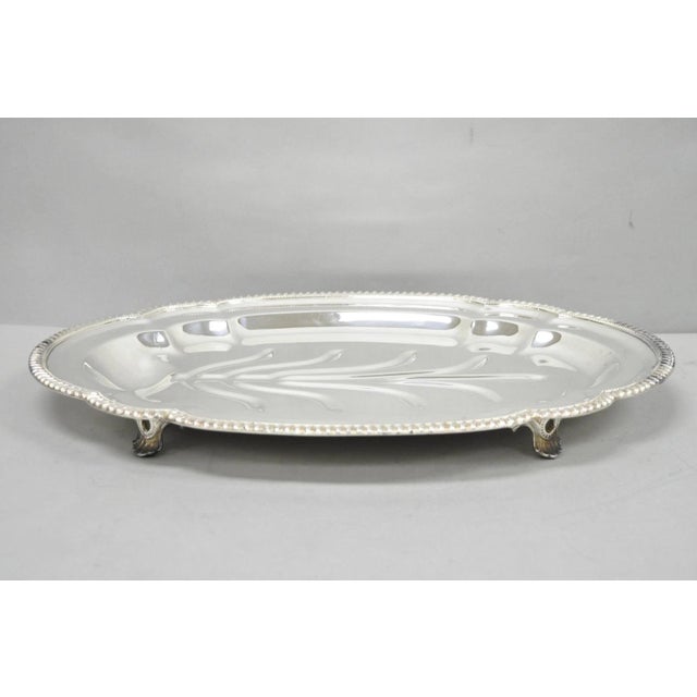 Traditional Vintage English Regency Silver Plated Meat Cutlery Serving Platter Tray by Lb For Sale - Image 3 of 13