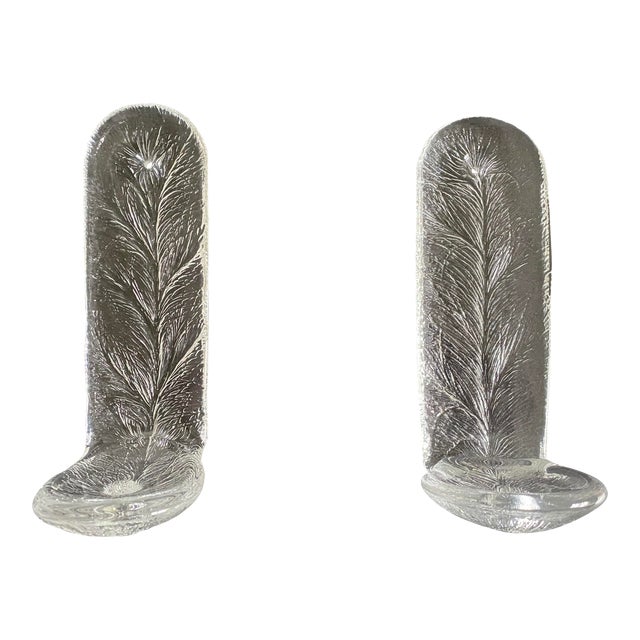 Mid Century Modern Cast Glass Sconces Attributed to Kosta Boda - a Pair For Sale