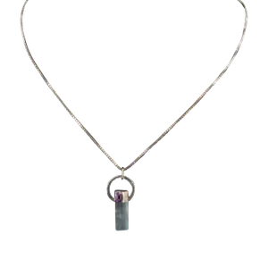 Vintage Sterling Silver, Amethyst & Quartz Pendant Necklace