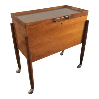 Mid-Century Walnut Bar Cart For Sale