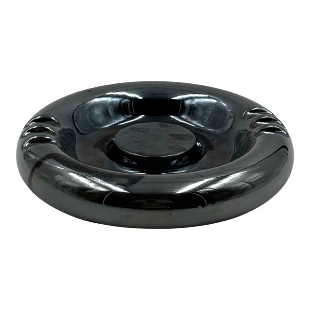 Space Age Blue Iridescent Ceramic Ashtray / Vide Poche, Italy 1970s For Sale